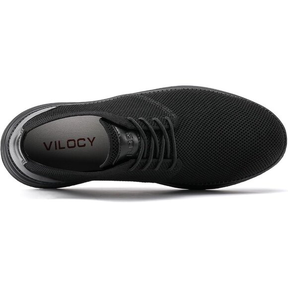 ⚡VILOCY Men's All Black Fashion Business Comfortable Breathable Dress Sneaker - Picture 4 of 9